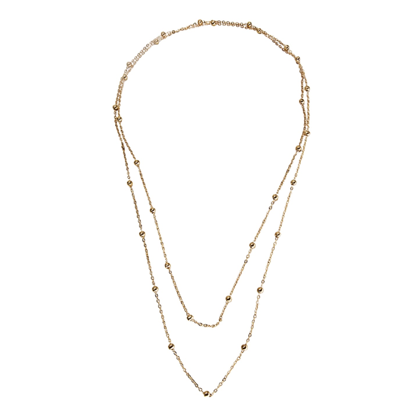 Gold Delicate Long Bauble Necklace