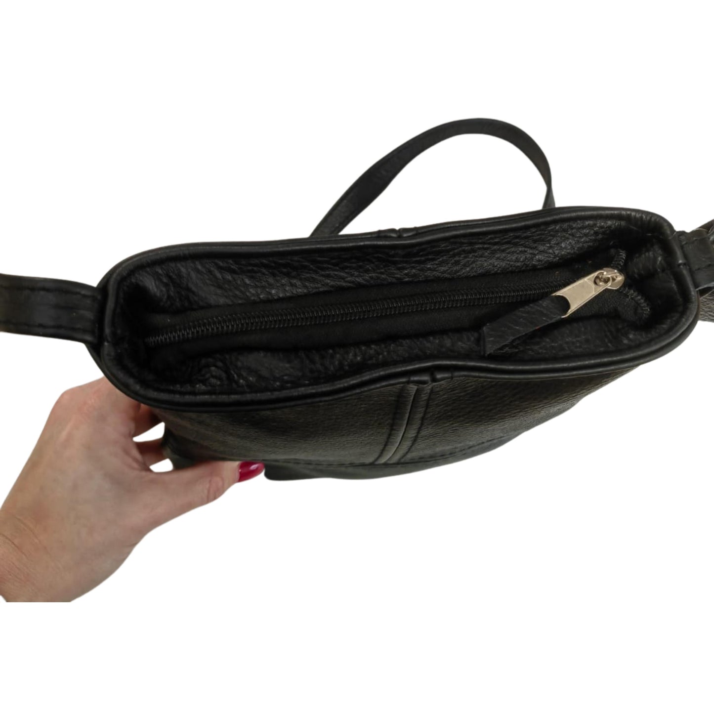 Black Genuine Leather Sling Handbag