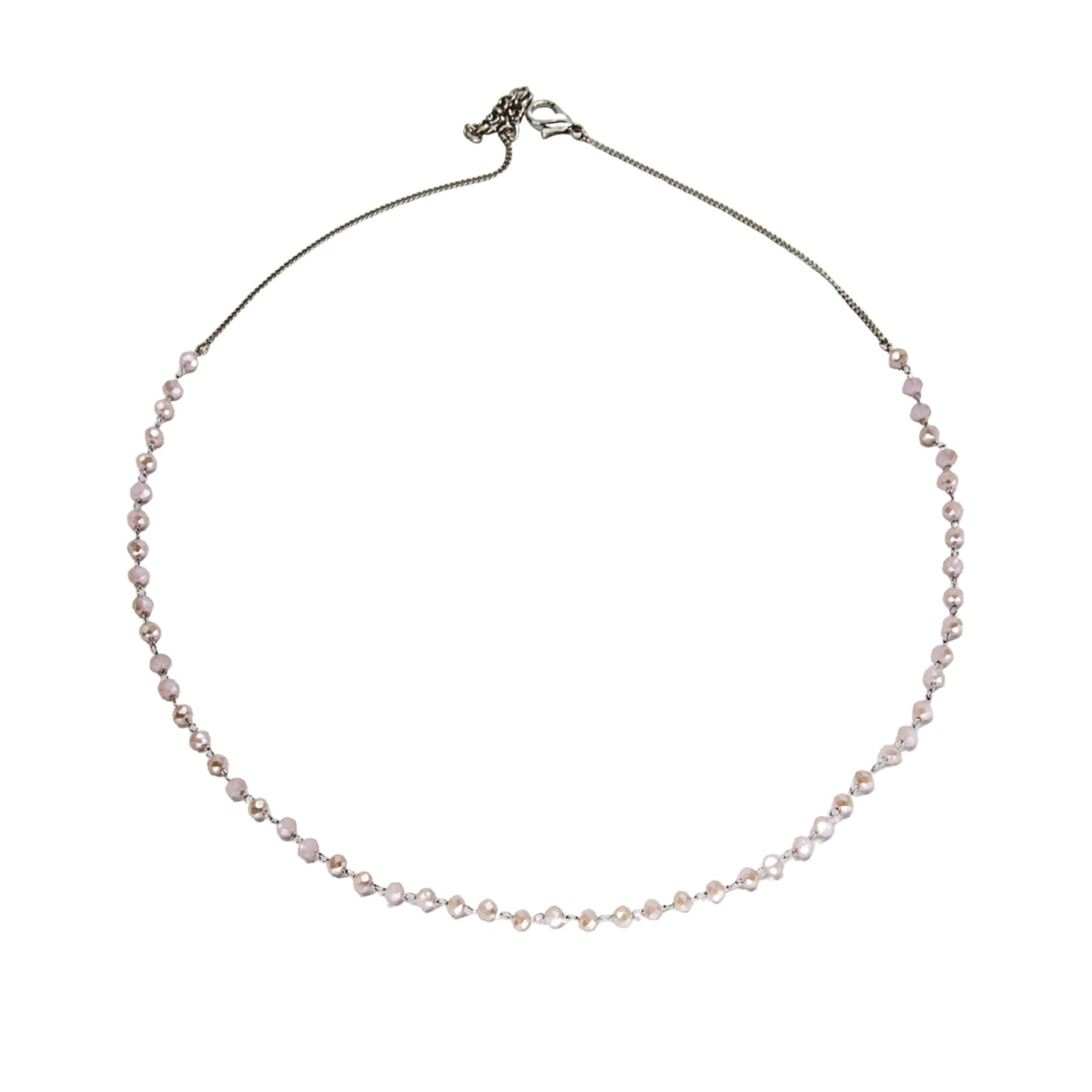 Delicate Crystal Bead Necklace - Shades of Cream