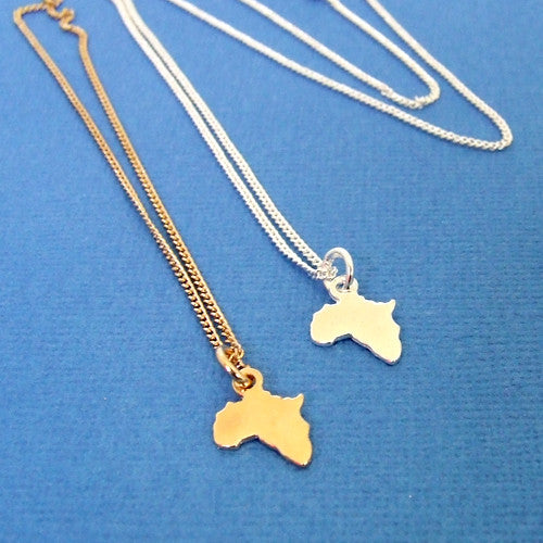 Africa pendant charm necklace rose gold