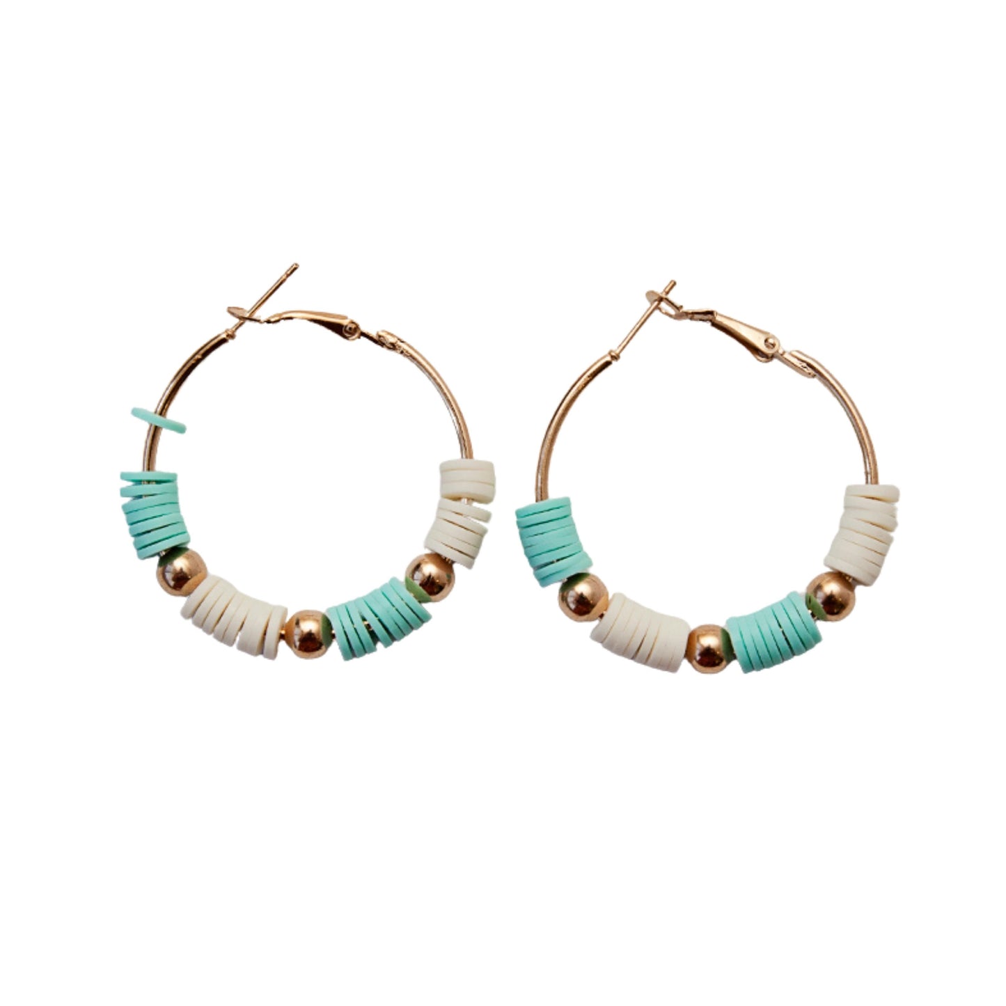 Aqua and White Gold Hoop Earrings