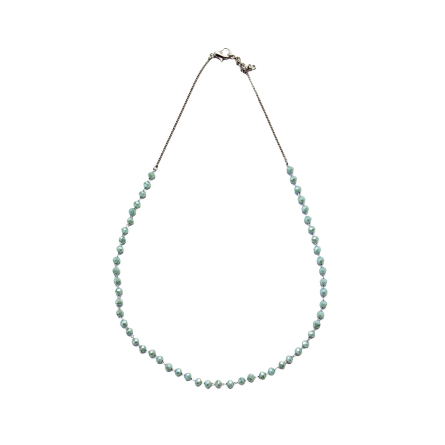 Delicate Crystal Bead Necklace - Aqua