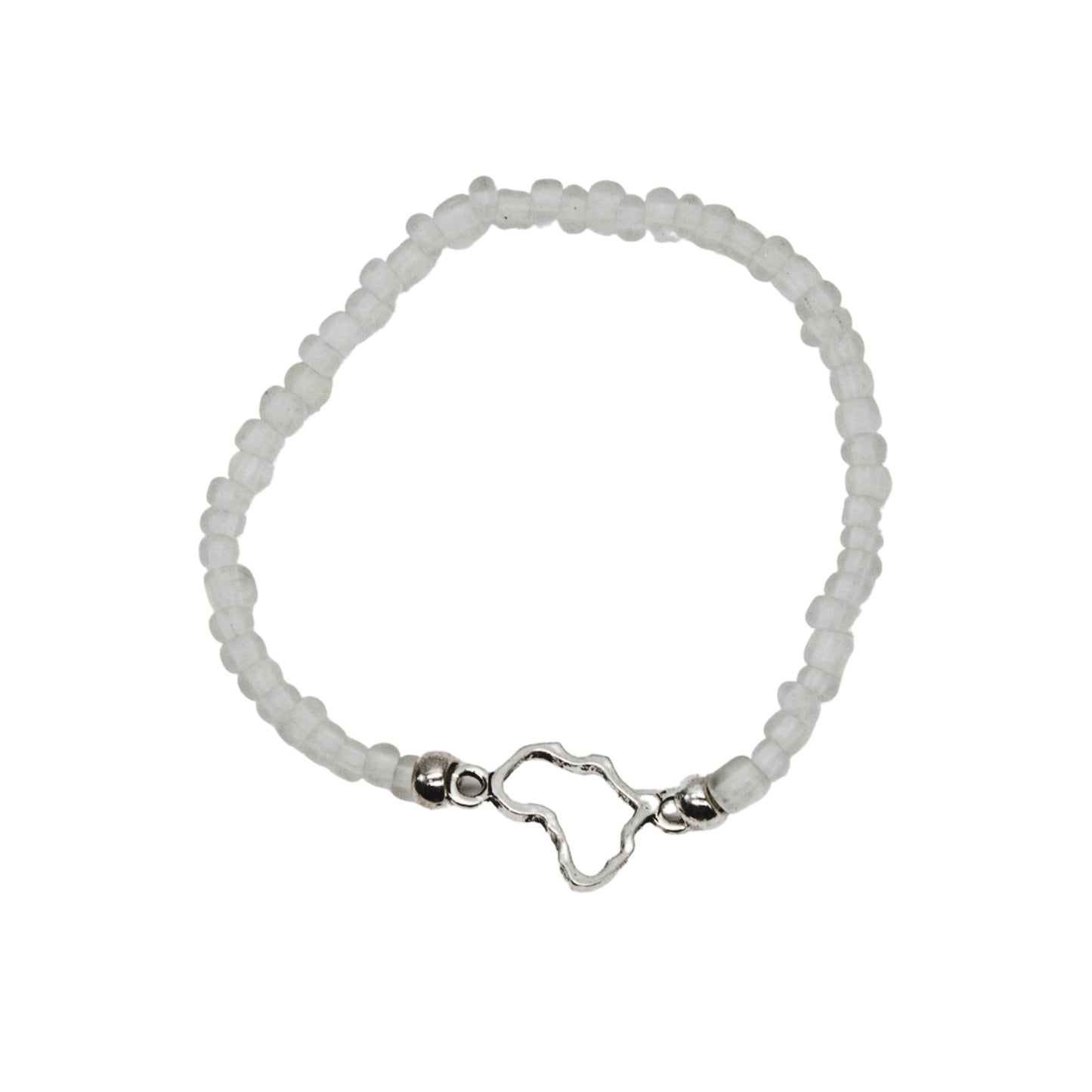 Africa on Outline Stretch Bracelet - Clear Glass Beads