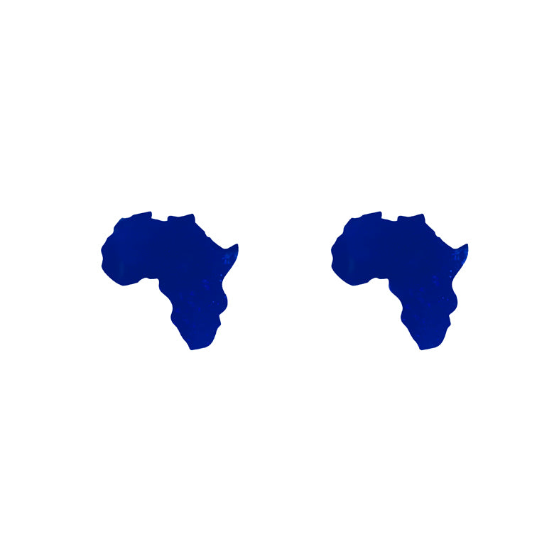 Africa Perspex Stud Earrings - Blue