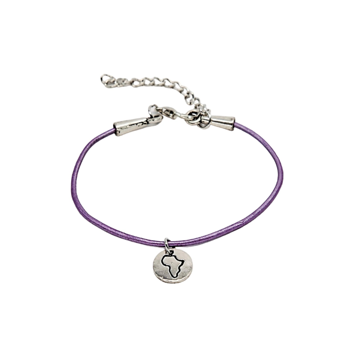 Africa on Disc Rolled Leather Bracelet - Various Colours