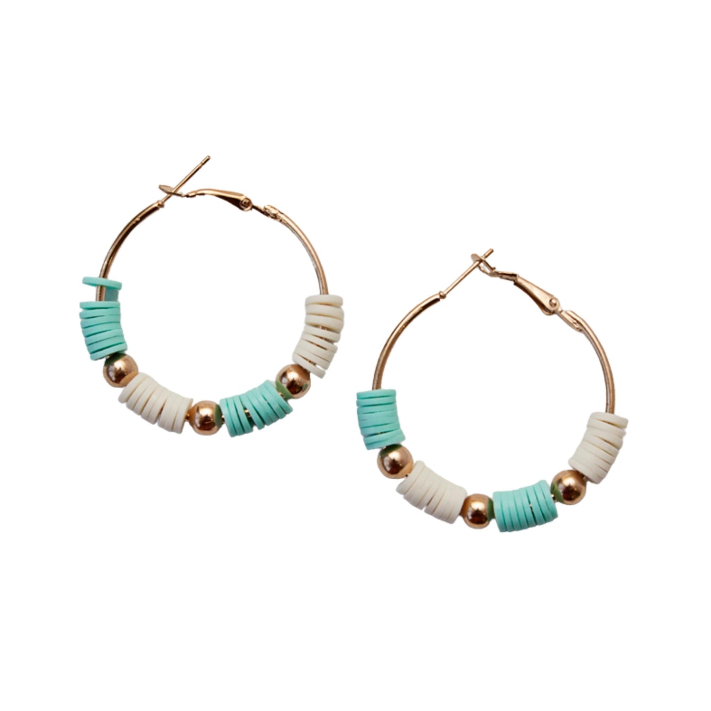 Aqua and White Gold Hoop Earrings