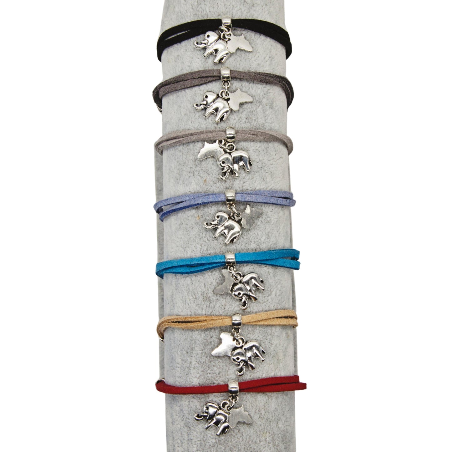 Elephant _ Africa Charm Suede Bracelet - Variety of Colours