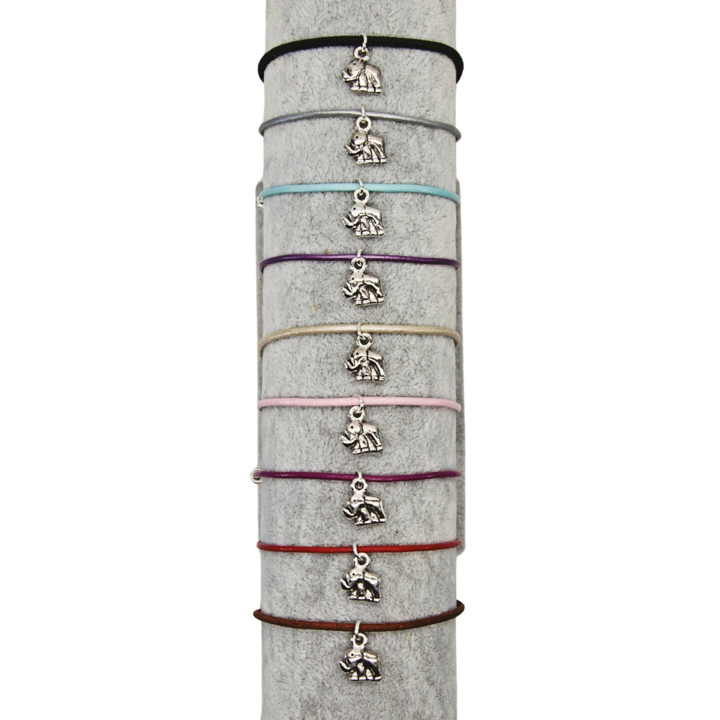 Elephant Rolled Leather Bracelet - Various Colours