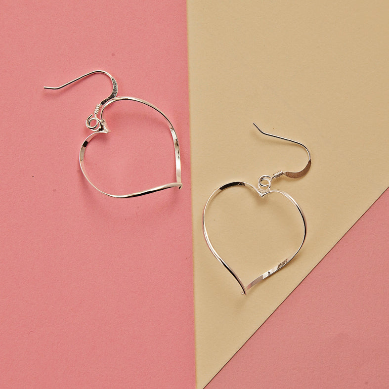 Sterling Silver Twisted Heart Earrings
