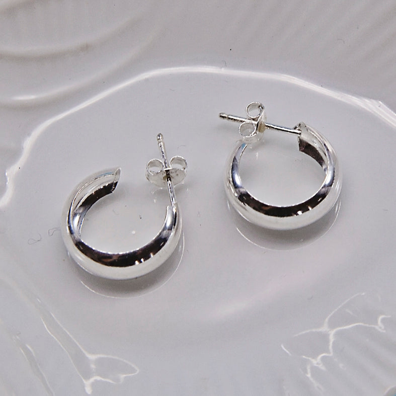 Thick Small Sterling Silver Hoop Earrings