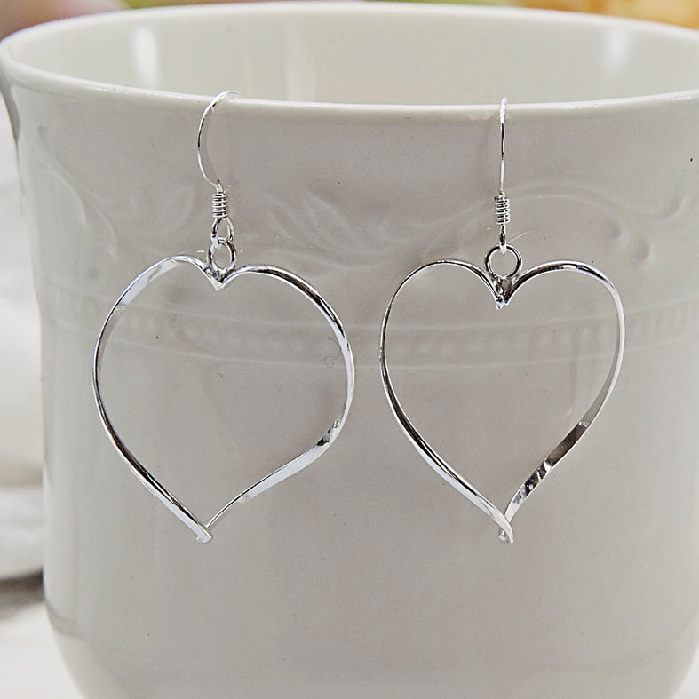 Sterling Silver Twisted Heart Earrings