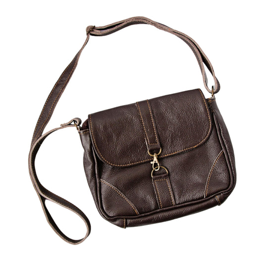 Brown Genuine Leather Sling Handbag