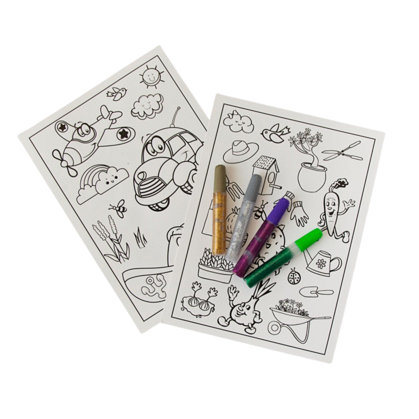 Glitter Paint Colour-in Set - Transport / Gardening