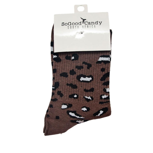 Animal Print Socks - Brown