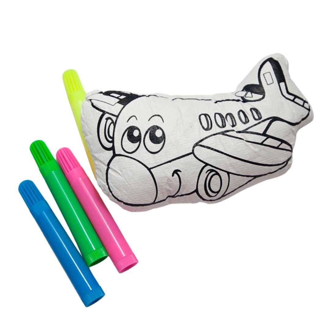Colour in Your Own Little Pillow Set - Aeroplane