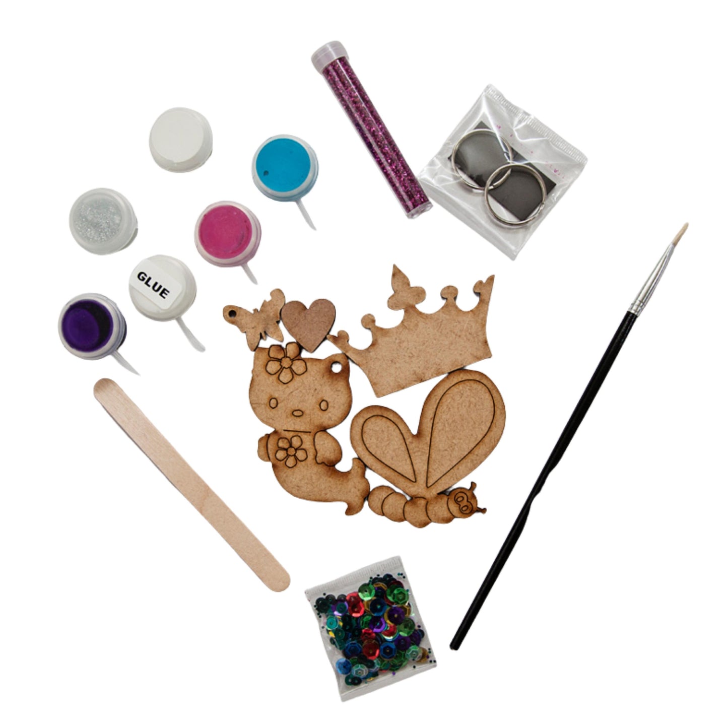 Make Decorate Your Own Keyrings Magnets - Girls Set