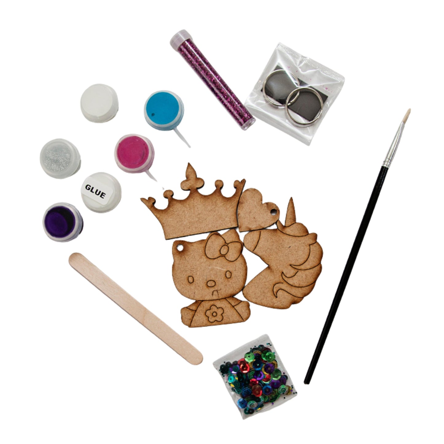 Make Decorate Your Own Keyrings Magnets - Girls Set