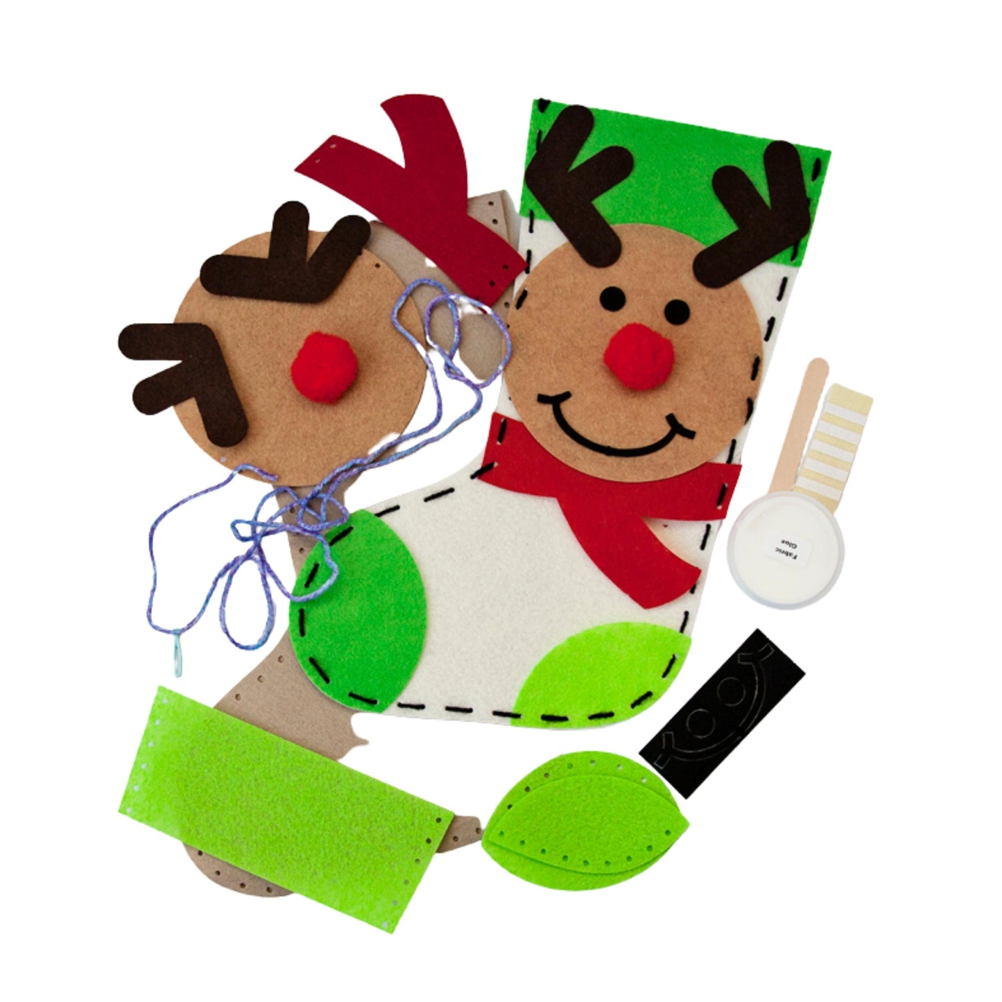 Make Your Own Felt Christmas Stocking - Reindeer
