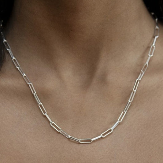 Sterling Silver Paperclip Link Necklace