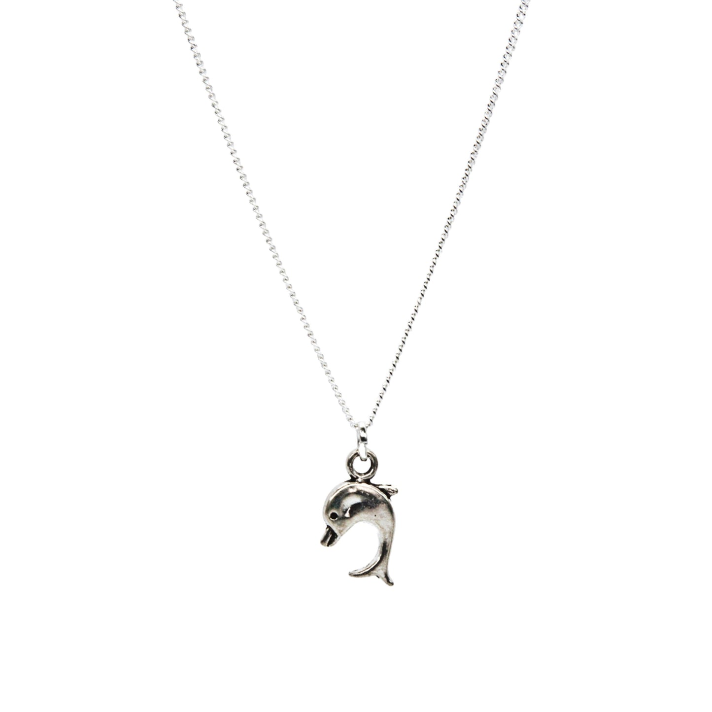 Silver Dolphin Pendant Necklace - Adjustable Length