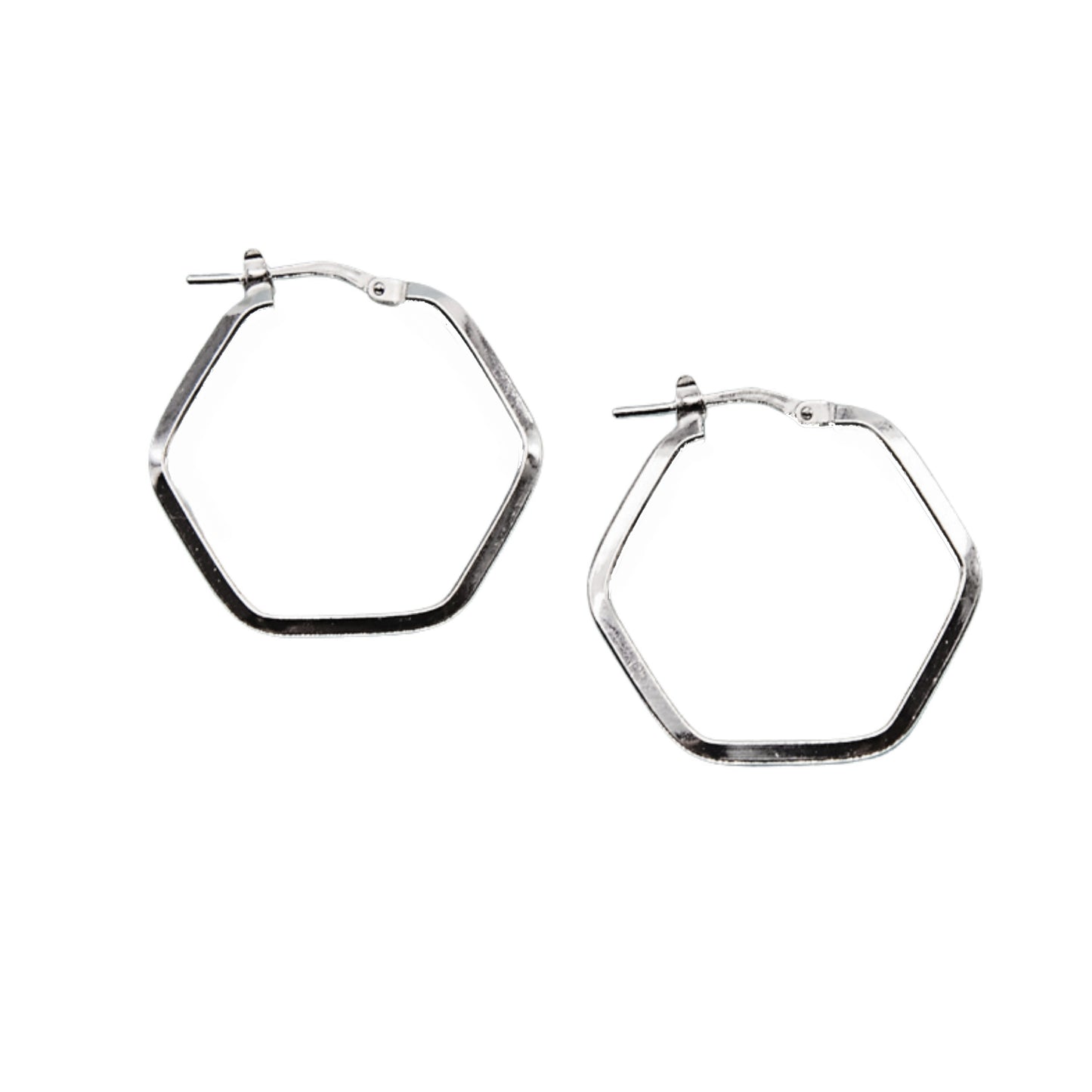 Sterling Silver Hexagonal Earrings