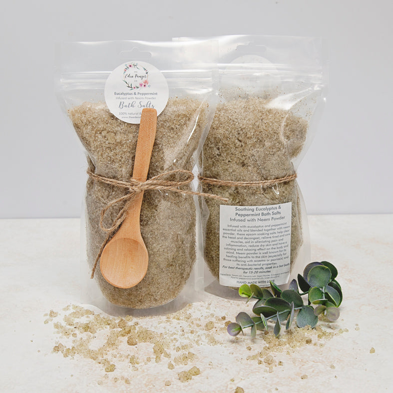 Bath Salts – Eucalyptus & Peppermint Infused with Neem