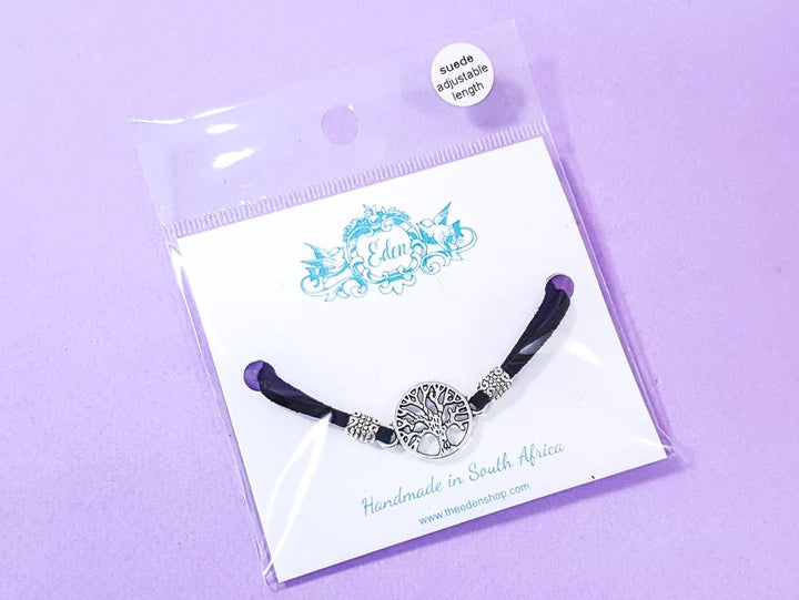 Small Tree of Life Suede Bracelet - Variety of Colours