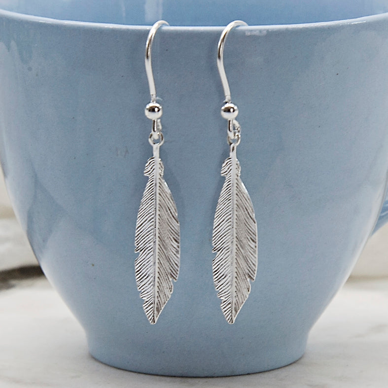 Sterling Silver Feather Earrings