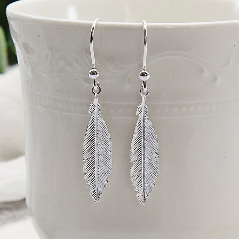 Sterling Silver Feather Earrings