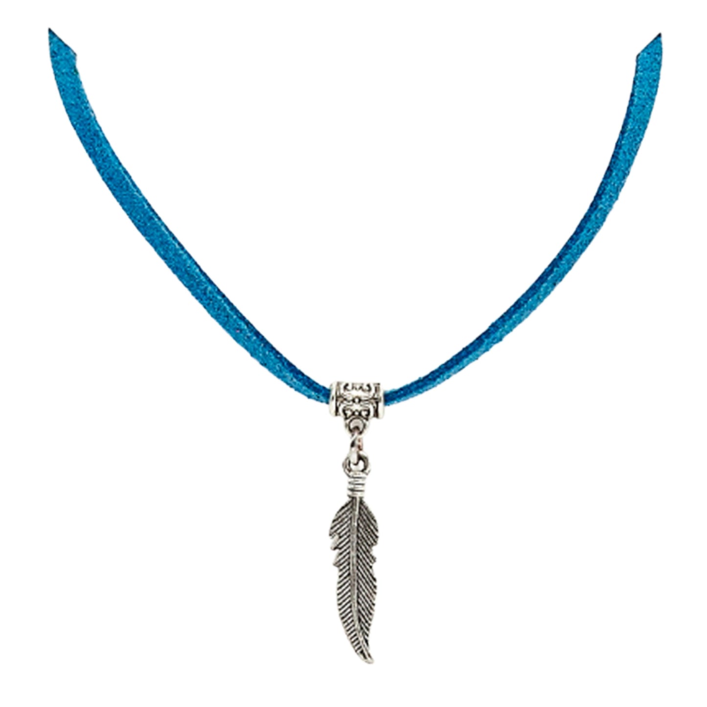 Feather Suede Choker Necklace - Variety of Colours