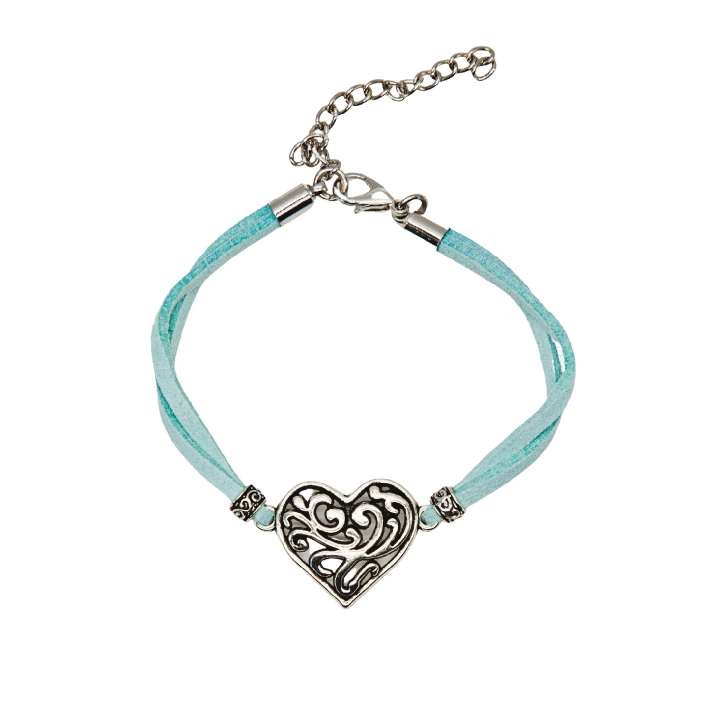 Filigree Heart Suede Bracelet - Variety of Colours
