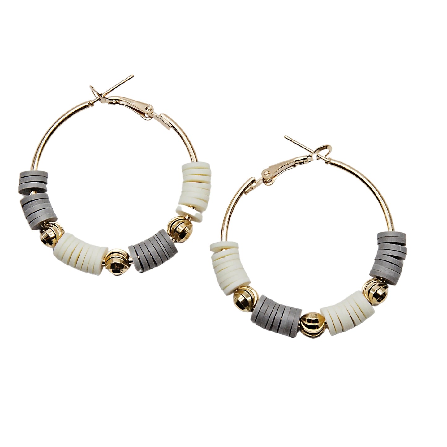 Grey & White Gold Hoop Earrings