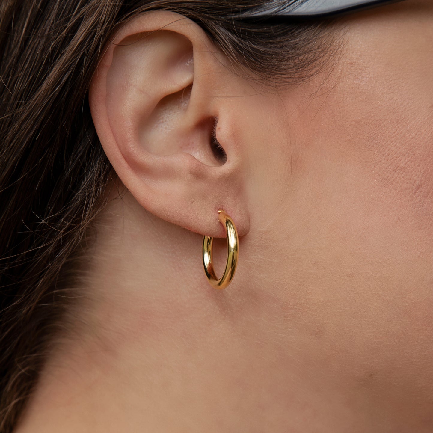 Gold-Plated Sterling Silver Tube Hoop Earrings - Small