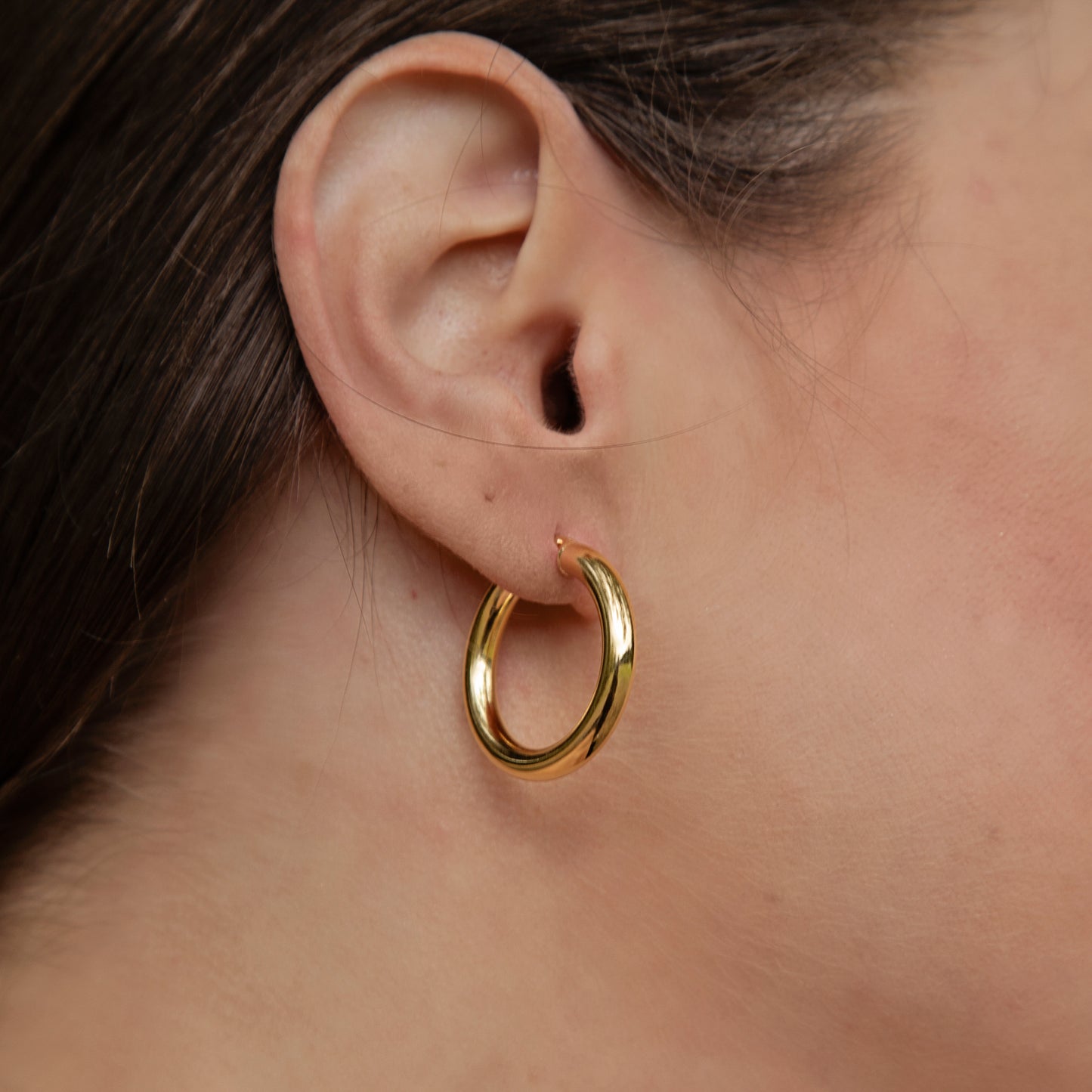 Gold-Plated Sterling Silver Tube Hoop Earrings - Medium