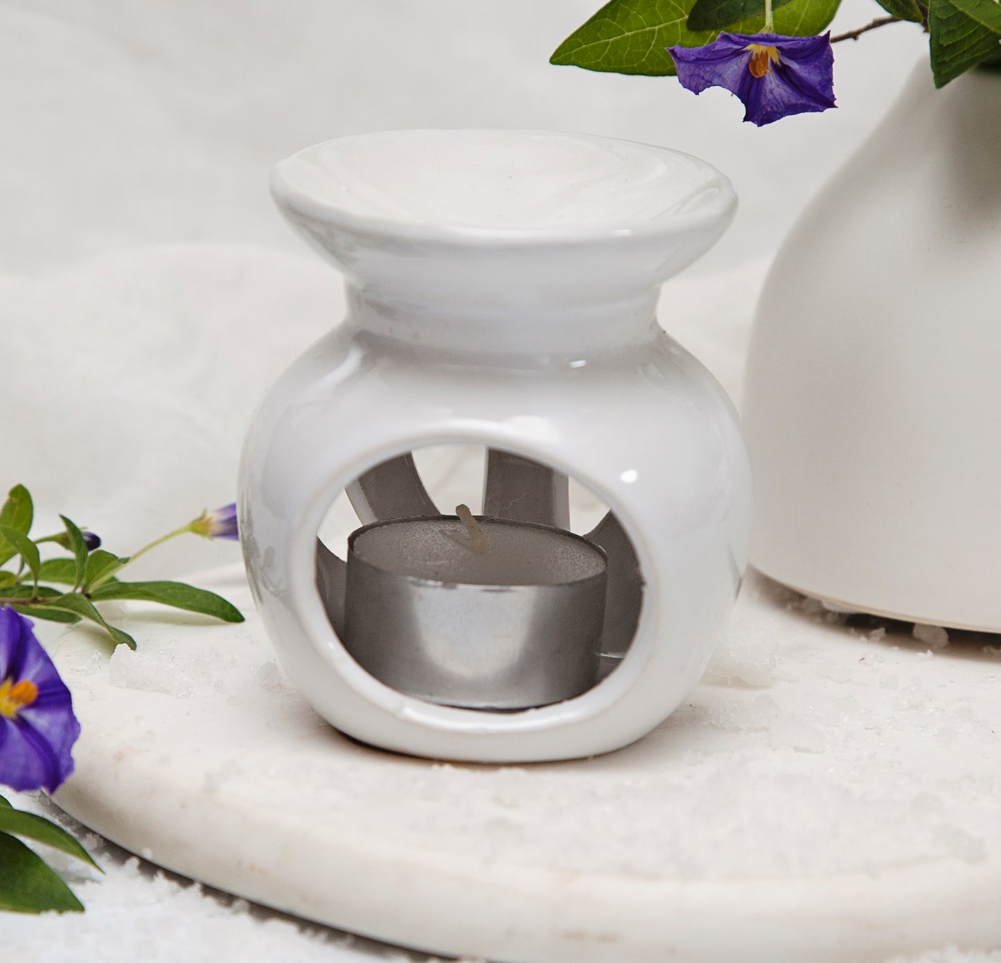 Oil Burner, Candle & Floral Blend Fragrance Oil Set