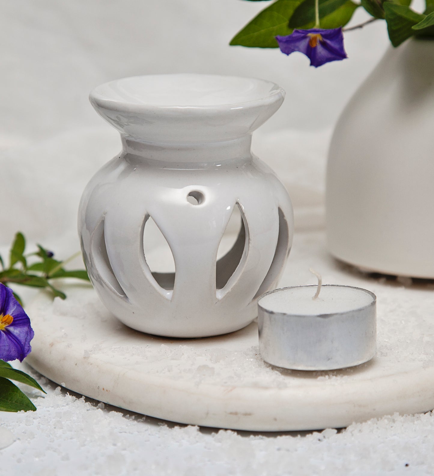 Oil Burner, Candle & Vanilla Fragrance Oil Set