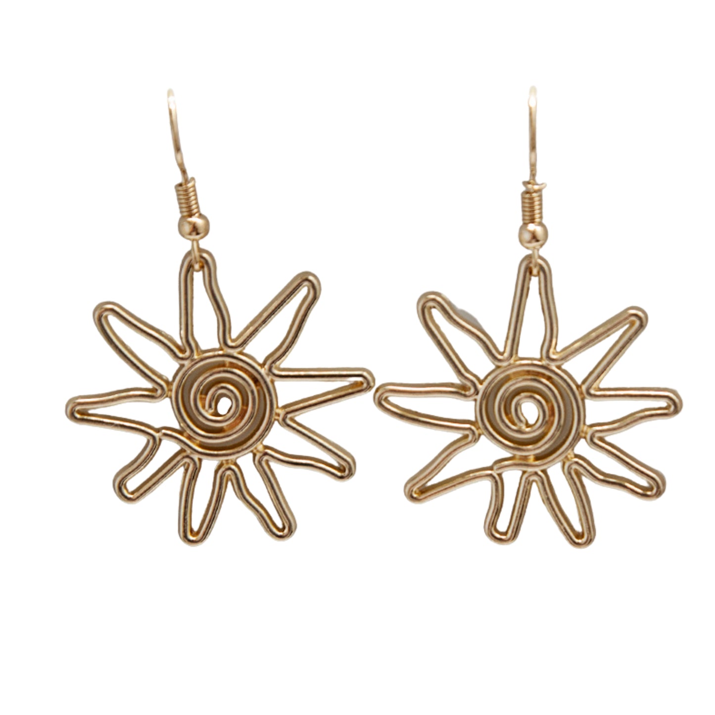 Abstract Gold Sun Earrings