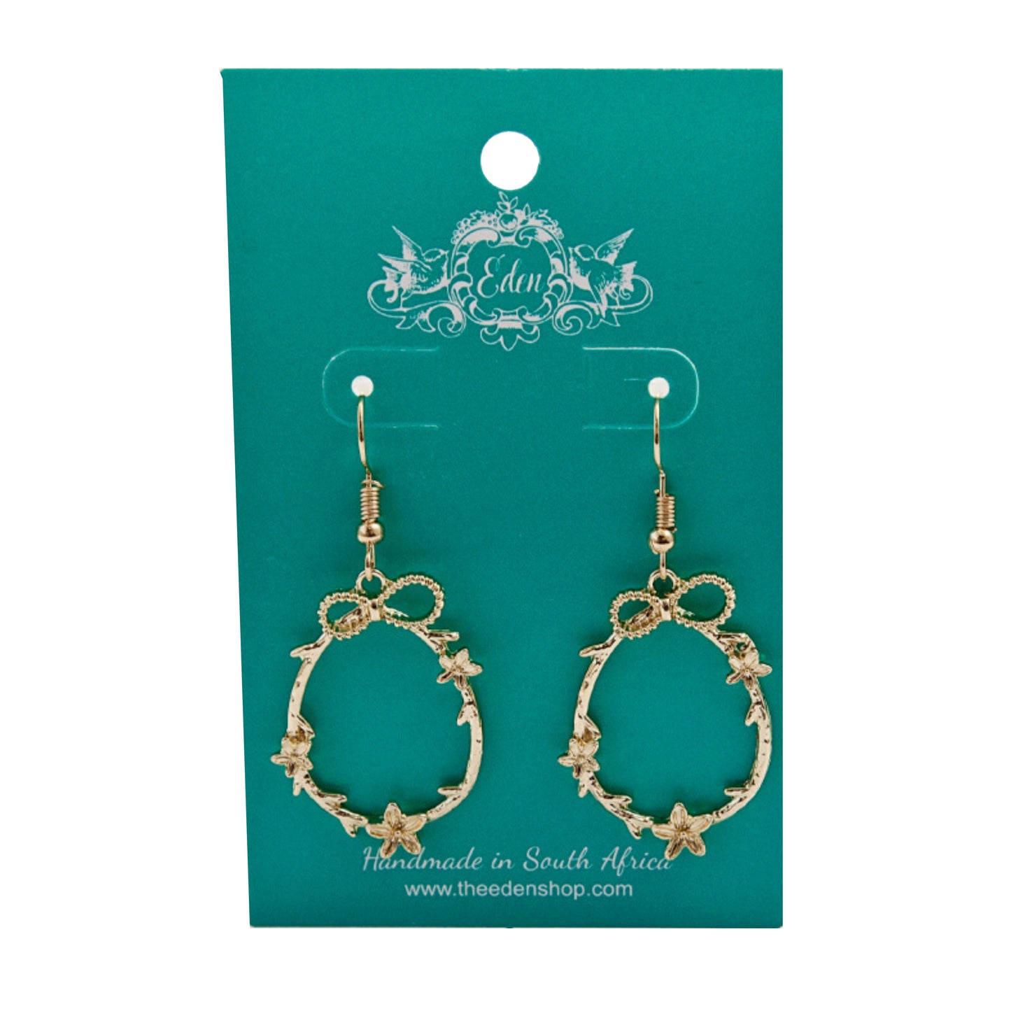 Delicate Gold Oval Wreath Earrings