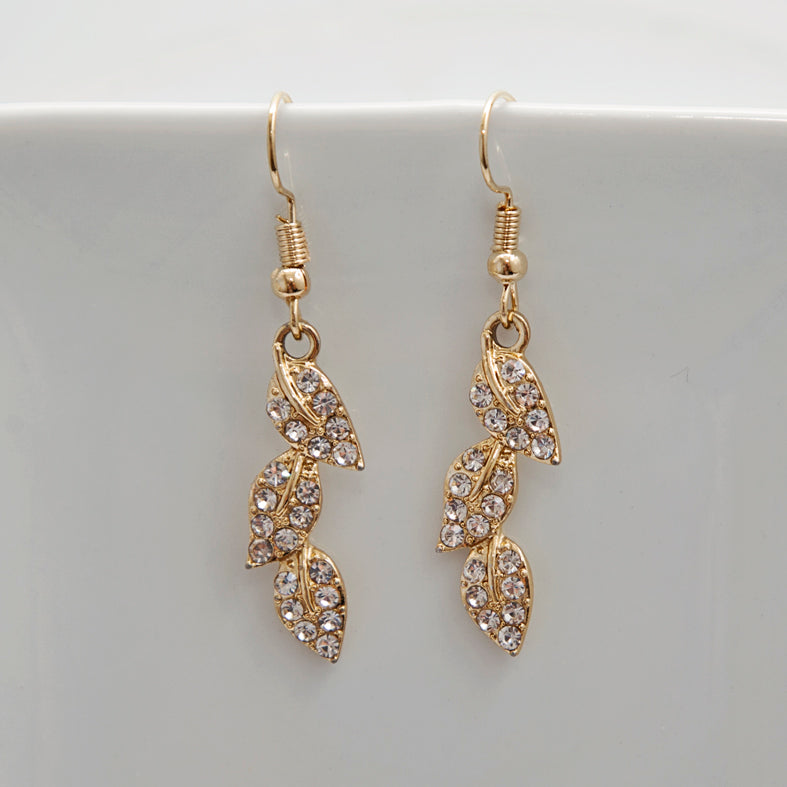 Gold Leaf Diamante Earrings