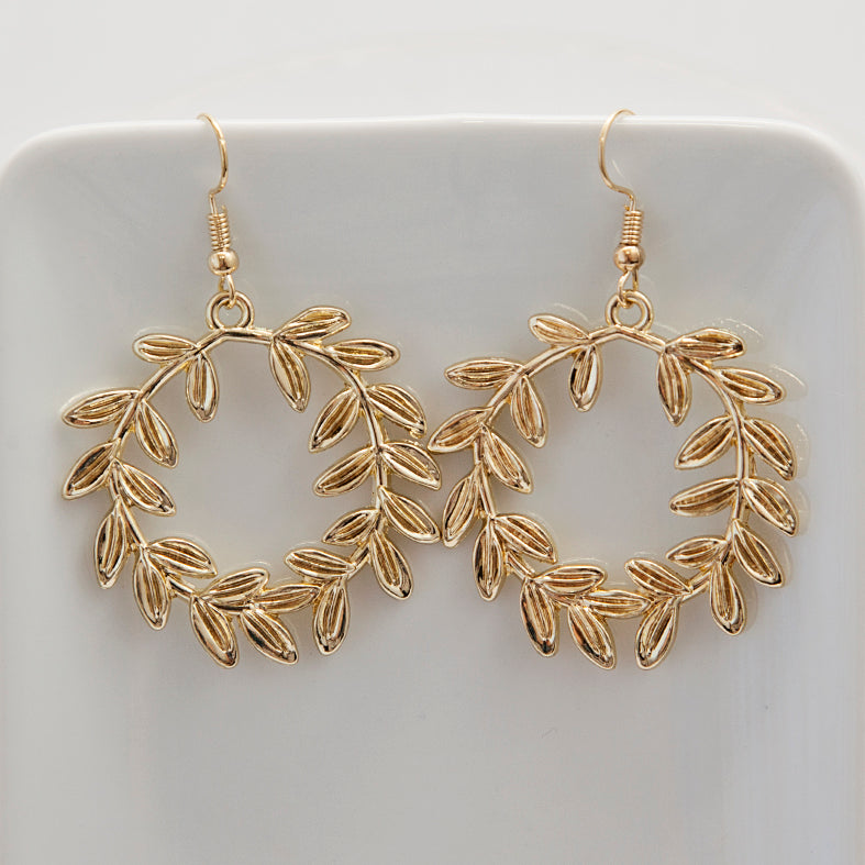 Gold Leaf Wreath Earrings