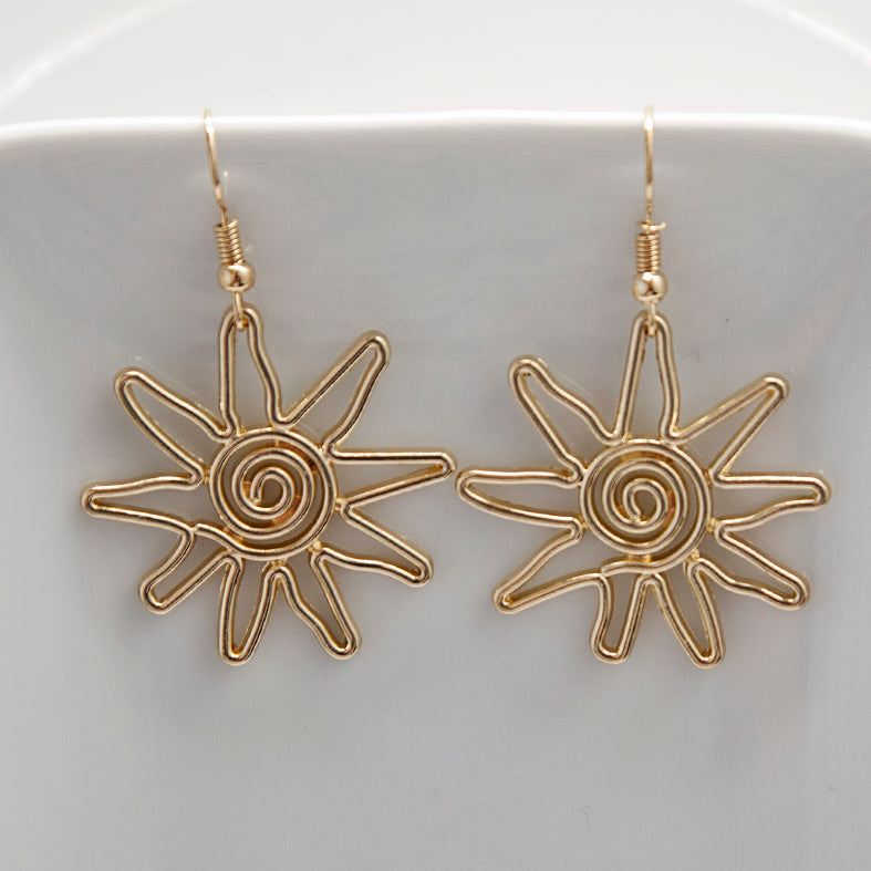 Abstract Gold Sun Earrings