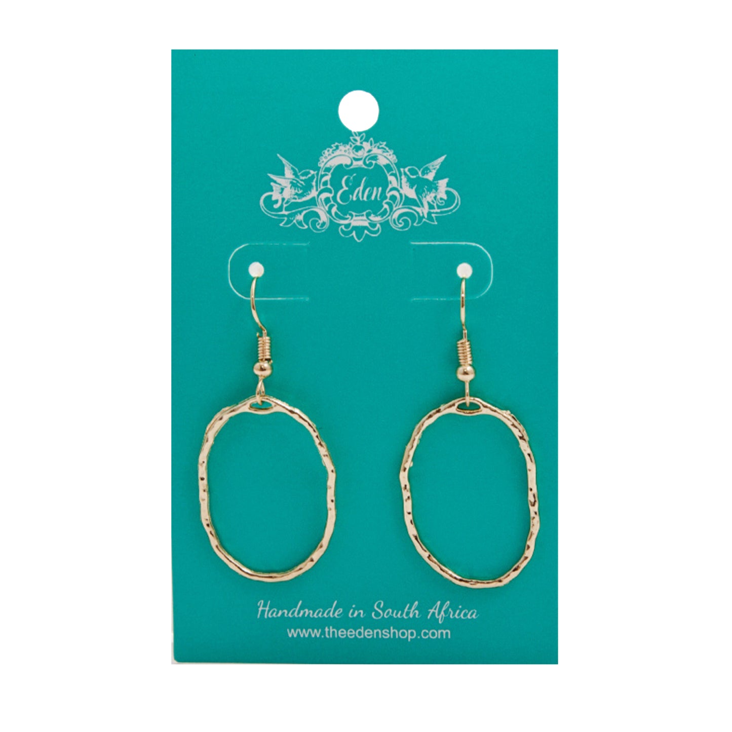 Abstract Oval Hammered Gold Earrings