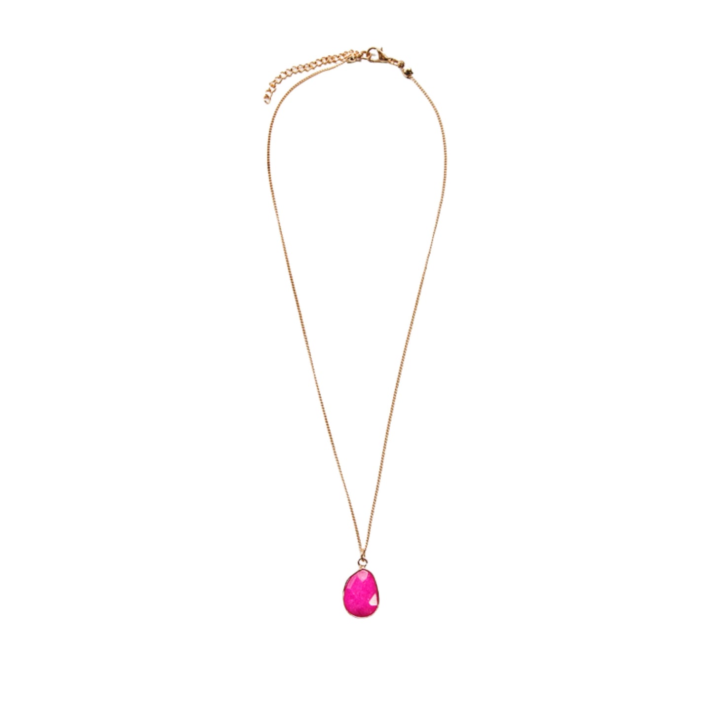 Hot Pink Chalcedony Stone Necklace