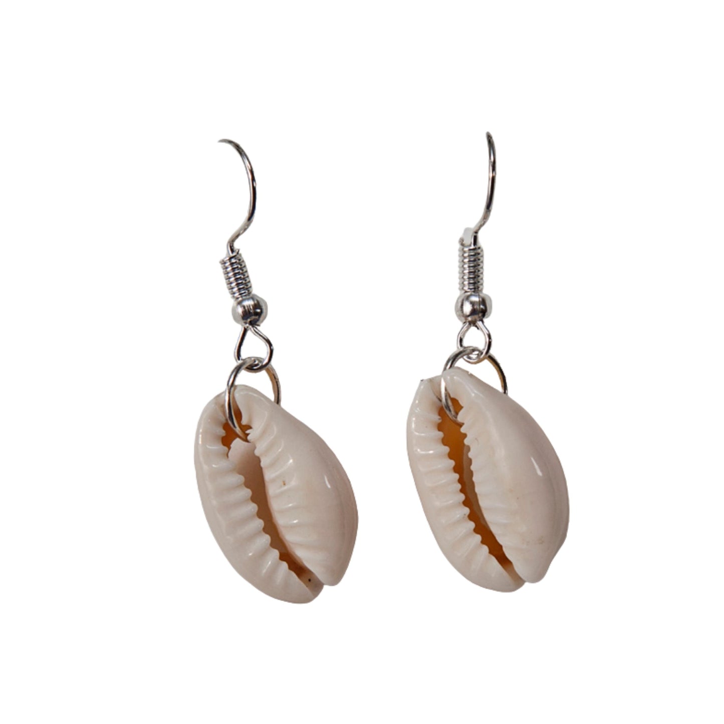 Cowrie Shell Earrings - Silver Hooks