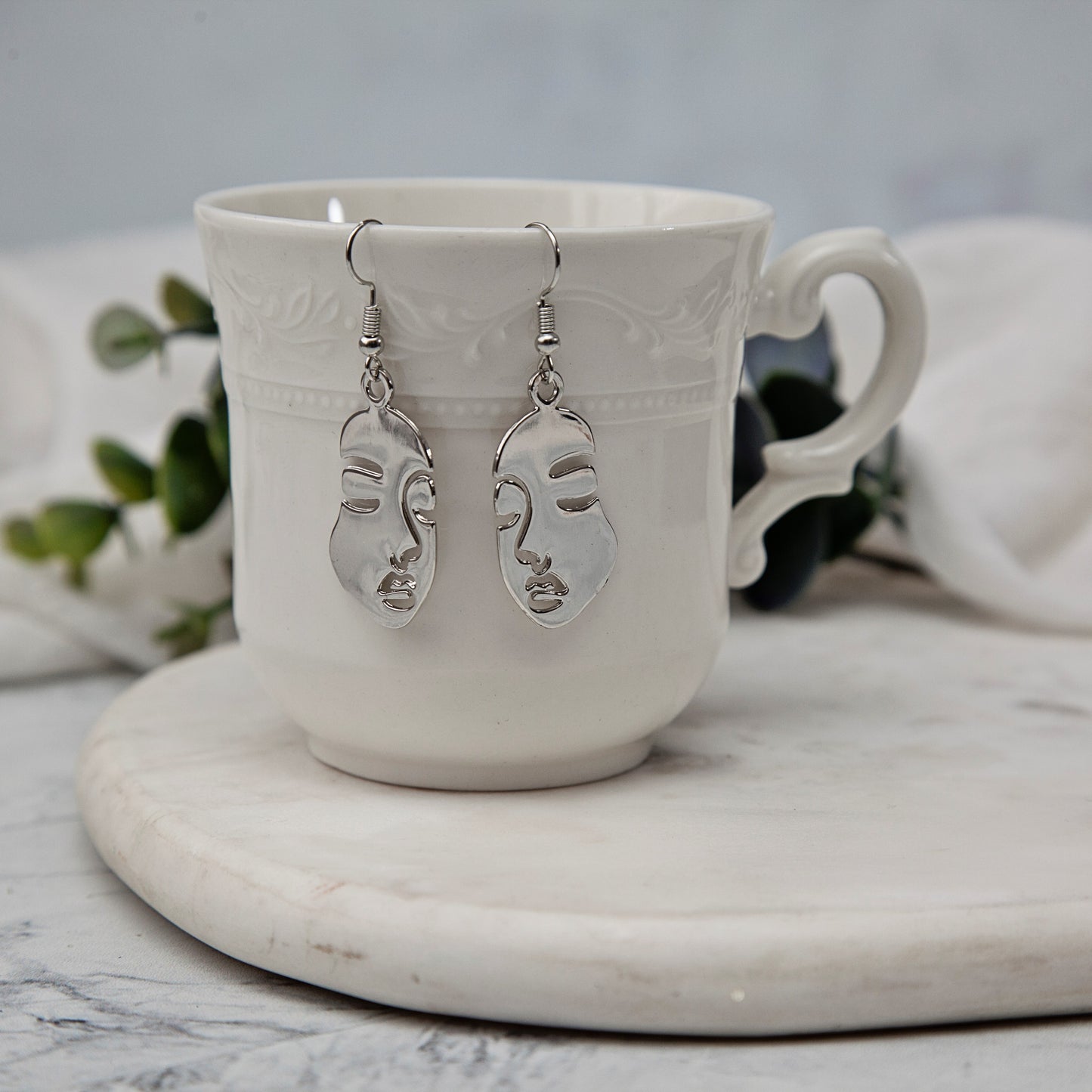 Silver Solid Face Earrings