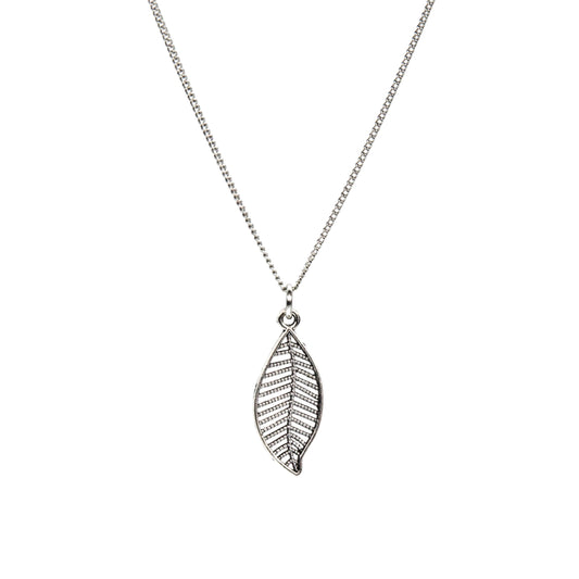 Silver Open Leaf Necklace - Adjustable Length