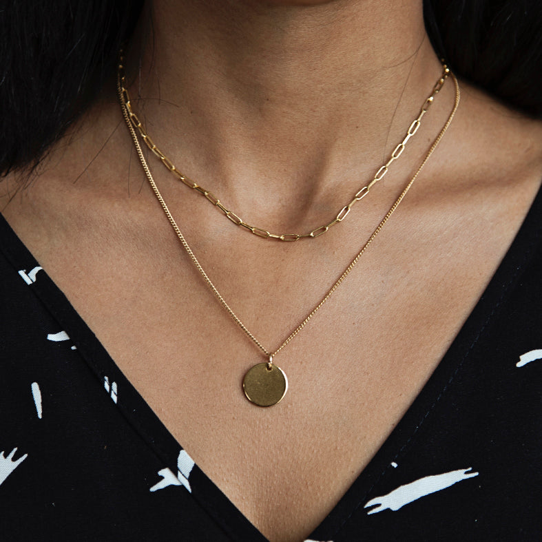 Gold-Plated Sterling Silver Paperclip Necklace (Short link)