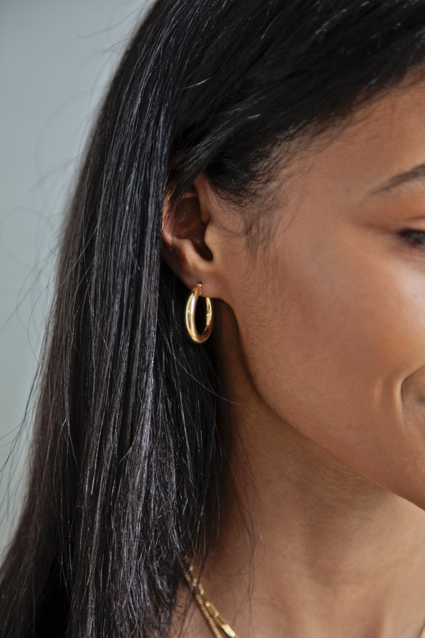 Gold-Plated Sterling Silver Tube Hoop Earrings - Medium