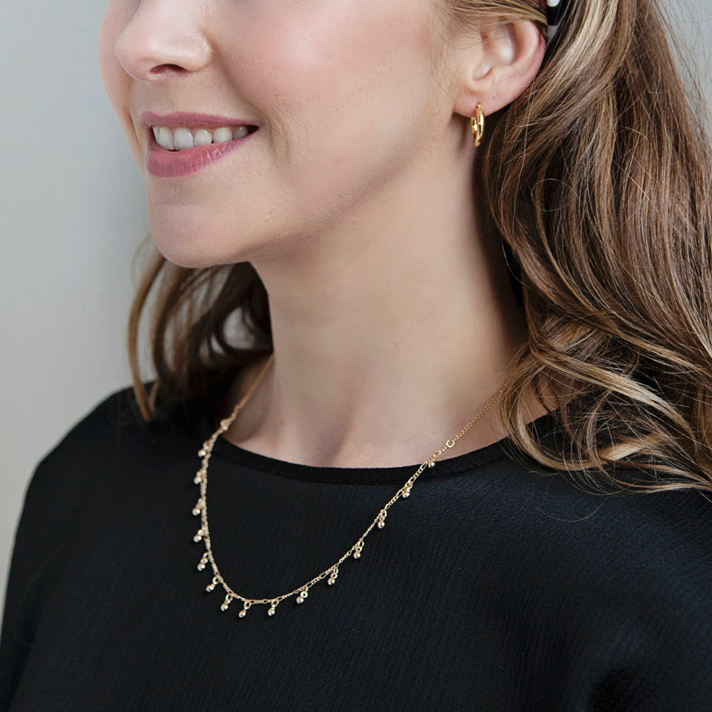 Gold Delicate Hanging Bauble Necklace