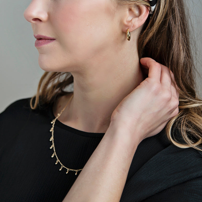 Gold-Plated Sterling Silver Tube Hoop Earrings - Small